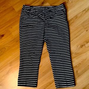 Navy Blue & White Stripe Capris
